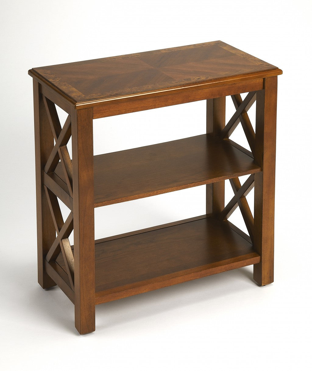 Vance Olive Ash Burl Bookcase By Homeroots | Bookcases | Modishstore - 4