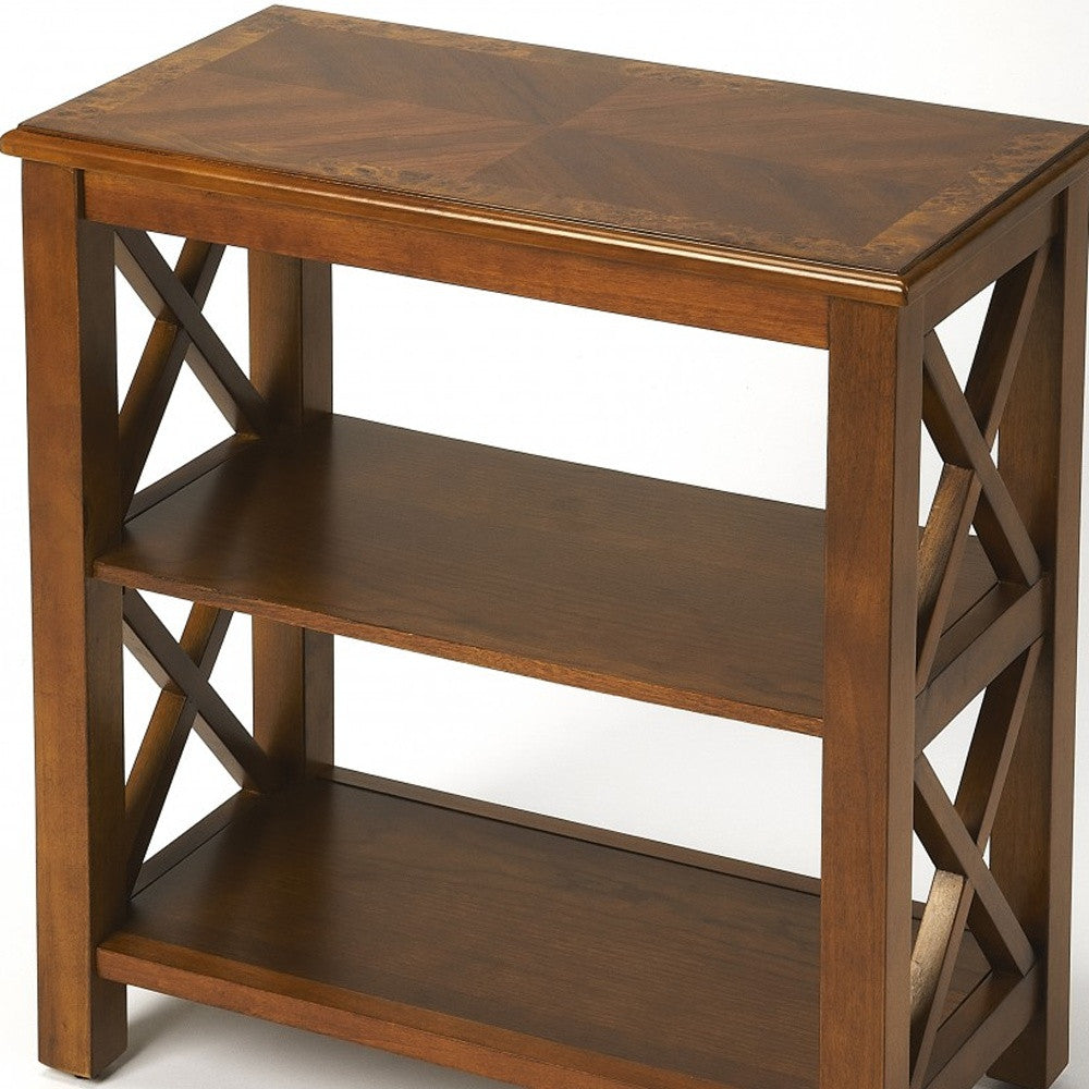 Vance Olive Ash Burl Bookcase By Homeroots | Bookcases | Modishstore - 5