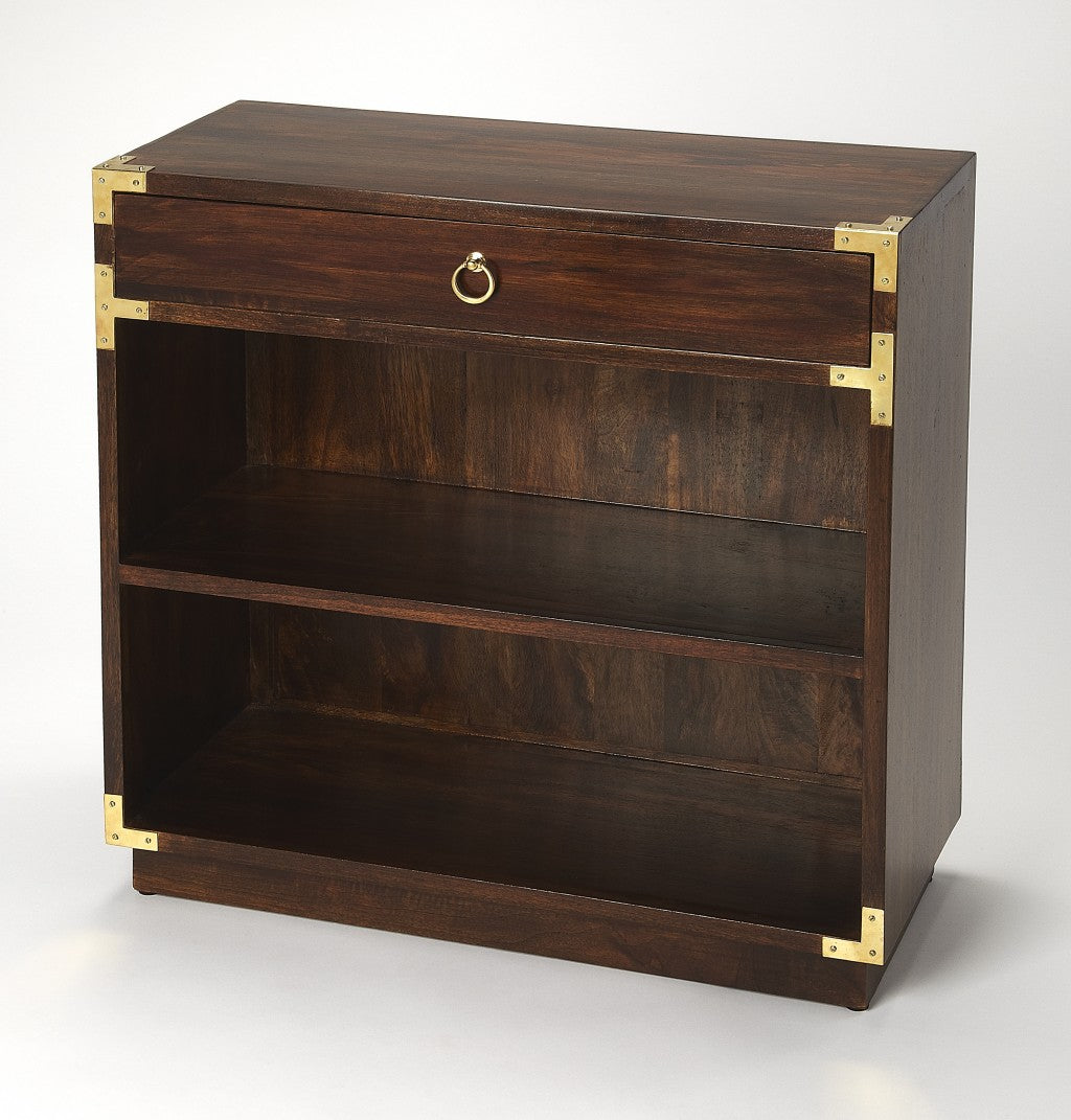 Forster Brown Campaign Bookcase By Homeroots | Bookcases | Modishstore