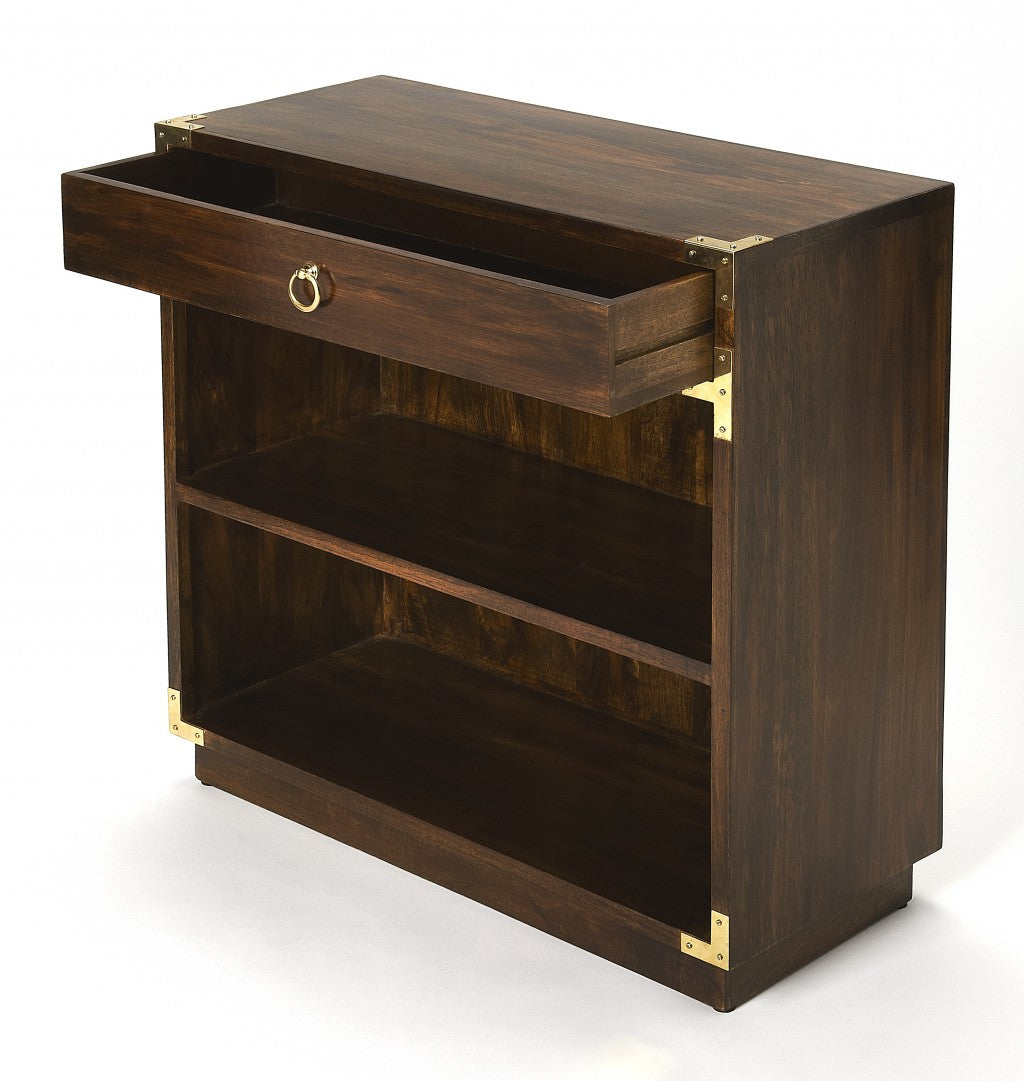 Forster Brown Campaign Bookcase By Homeroots | Bookcases | Modishstore - 2