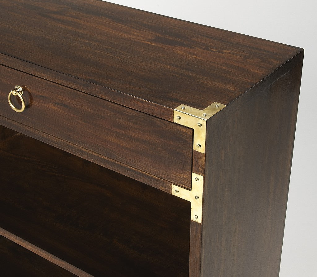 Forster Brown Campaign Bookcase By Homeroots | Bookcases | Modishstore - 3