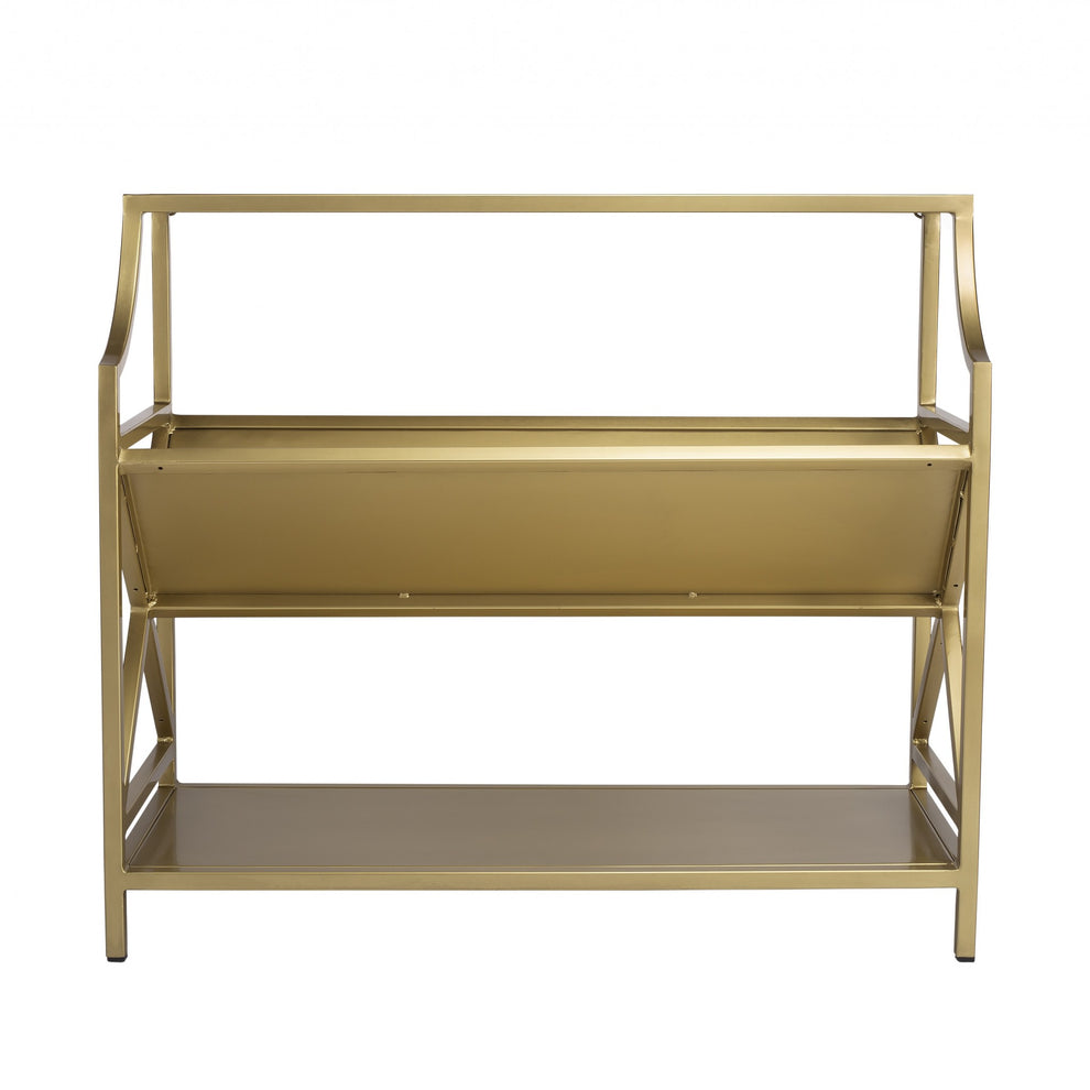 Keats Antique Gold Library Bookcase By Homeroots | Bookcases | Modishstore - 3