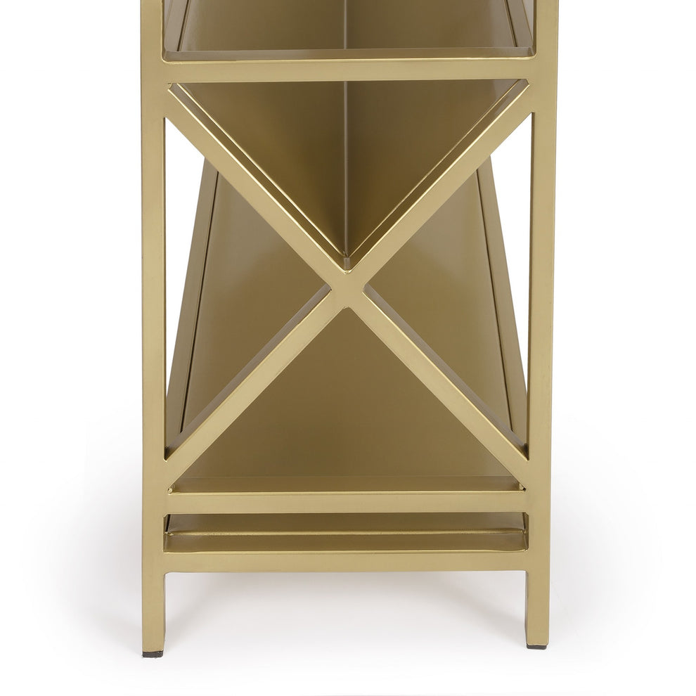 Keats Antique Gold Library Bookcase By Homeroots | Bookcases | Modishstore - 4