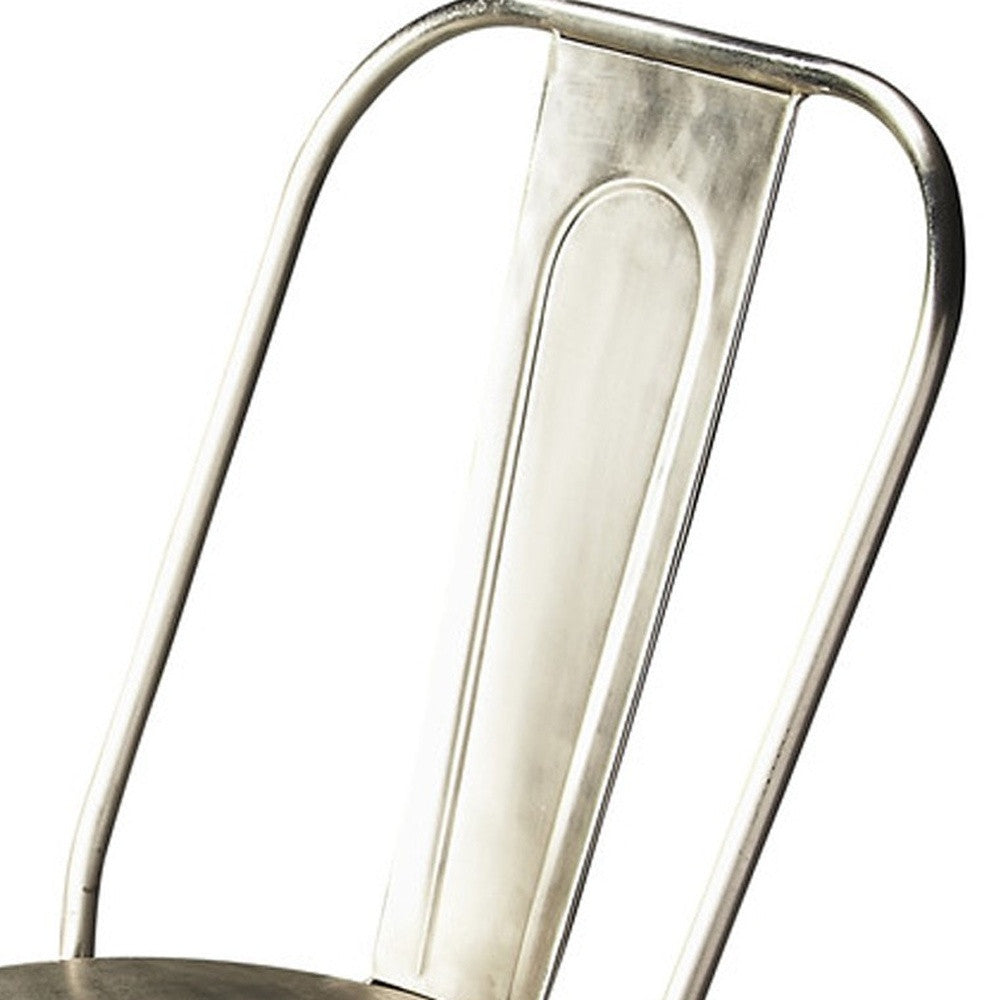 Silver Metal Dining Chair By Homeroots | Dining Chairs | Modishstore - 3