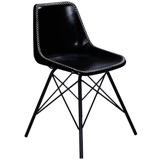 Black Contrast Stitch Leather Dining Chair By Homeroots
