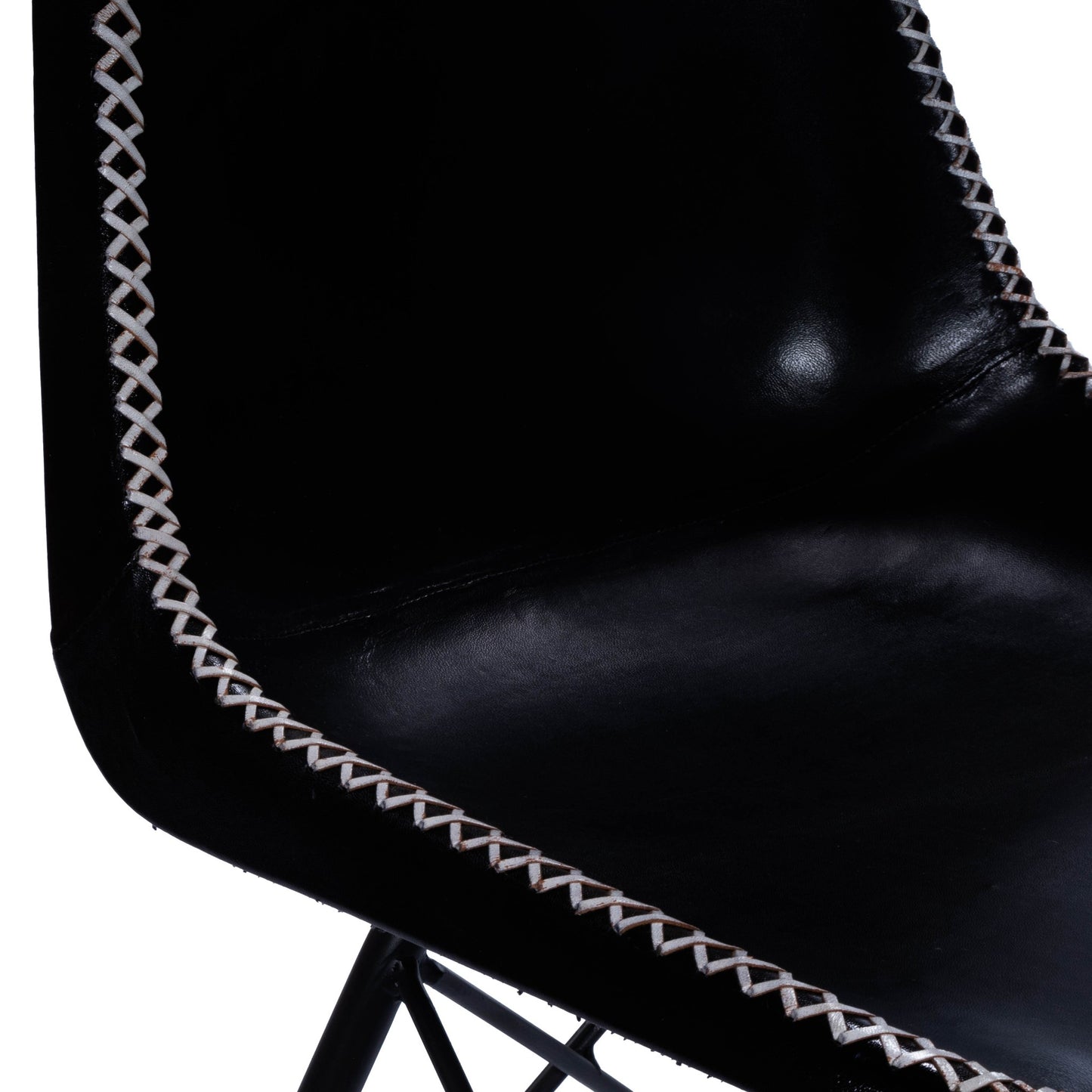 Black Contrast Stitch Leather Dining Chair By Homeroots | Dining Chairs | Modishstore - 2
