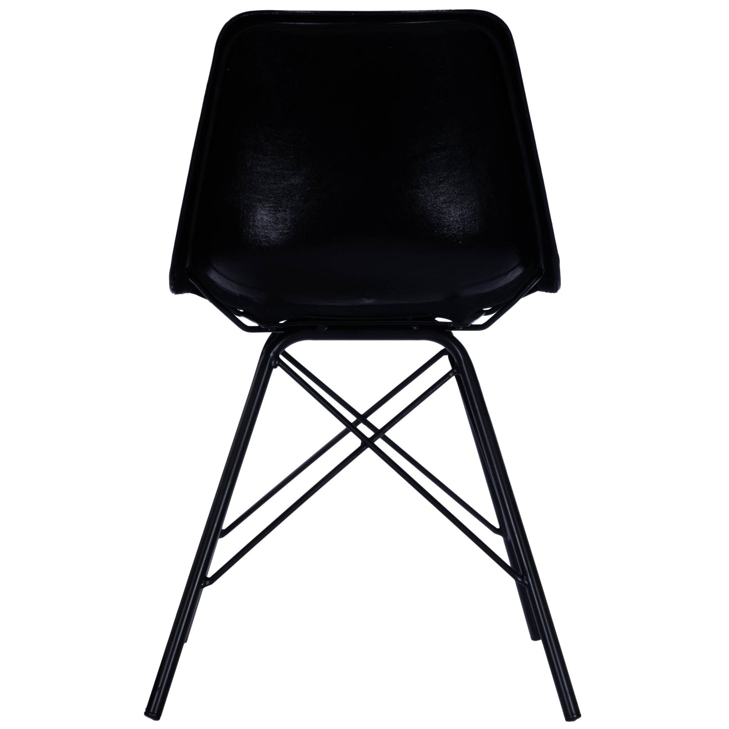 Black Contrast Stitch Leather Dining Chair By Homeroots | Dining Chairs | Modishstore - 5