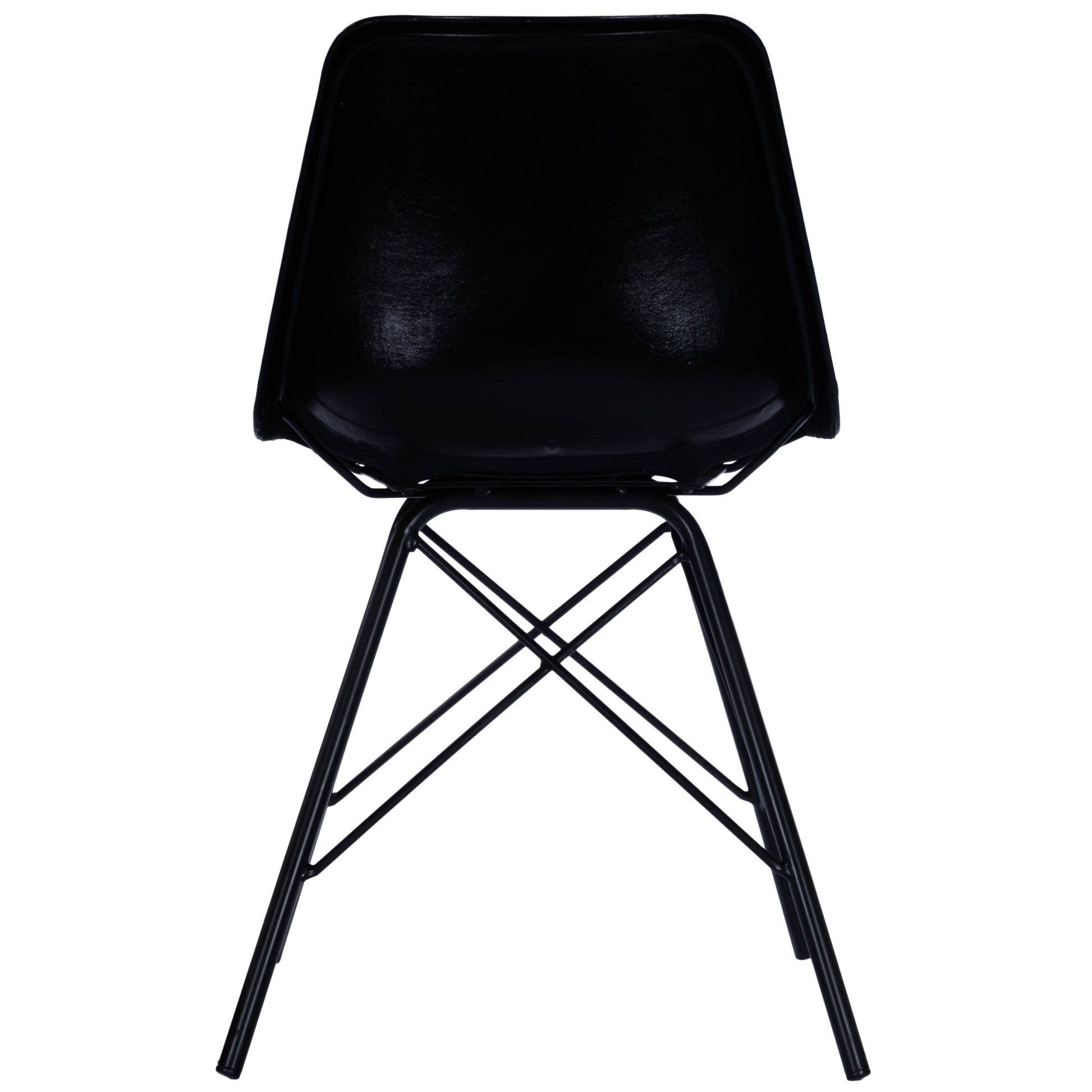 Black Contrast Stitch Leather Dining Chair By Homeroots | Dining Chairs | Modishstore - 5