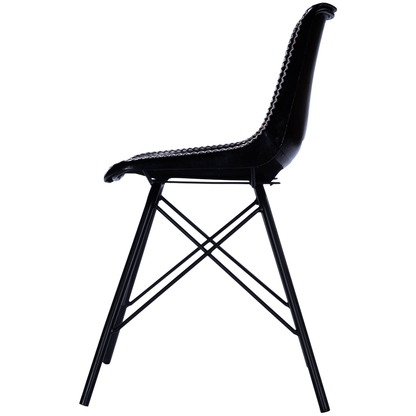 Black Contrast Stitch Leather Dining Chair By Homeroots | Dining Chairs | Modishstore - 6
