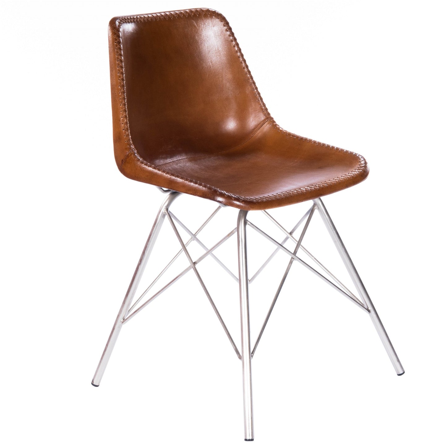 Light Brown Leather Side Chair By Homeroots