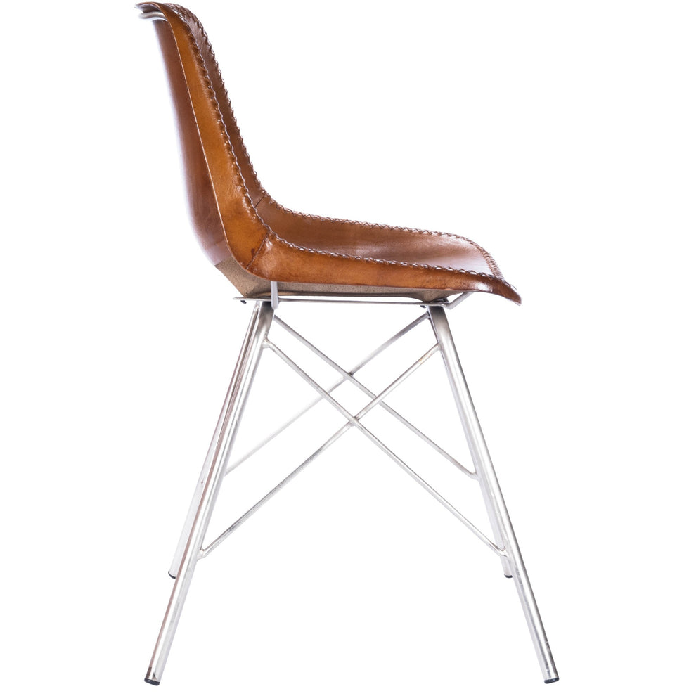 Light Brown Leather Side Chair By Homeroots | Side Chairs | Modishstore - 2