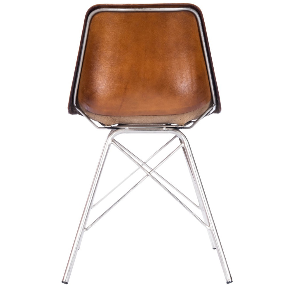 Light Brown Leather Side Chair By Homeroots | Side Chairs | Modishstore - 3