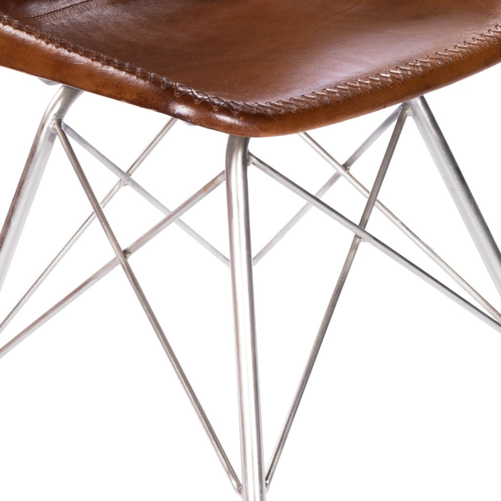 Light Brown Leather Side Chair By Homeroots | Side Chairs | Modishstore - 6