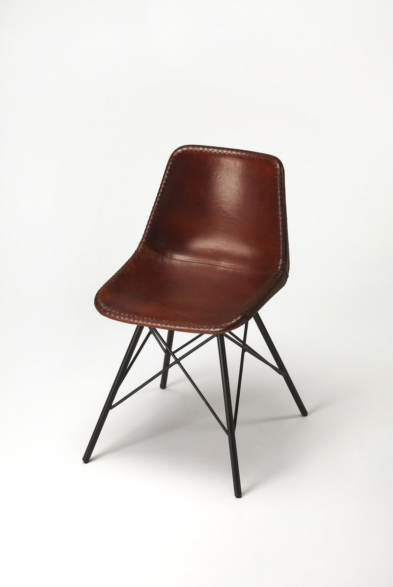 Brown Leather Side Chair By Homeroots | Side Chairs | Modishstore