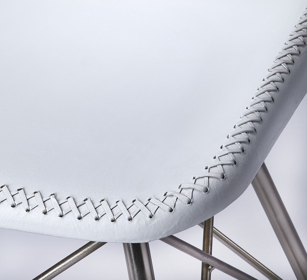 White Leather Accent Chair By Homeroots - 389596 | Accent Chairs | Modishstore - 2