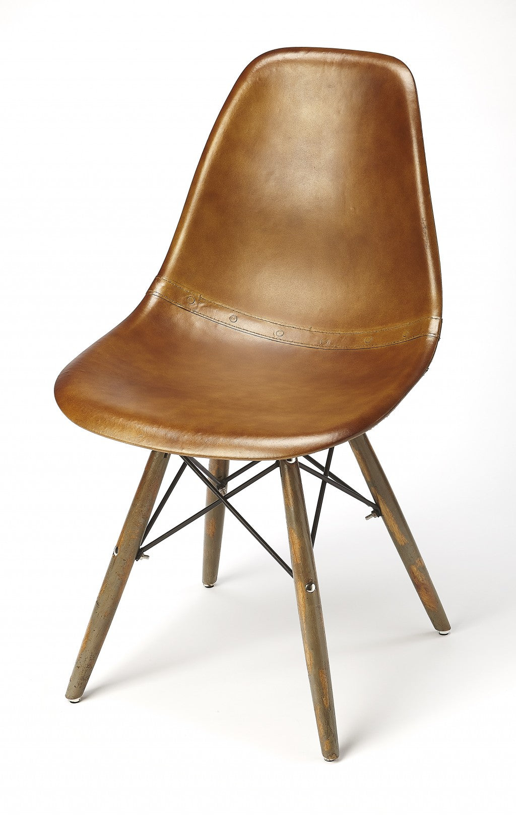 Medium Brown Leather Dining Chair By Homeroots | Dining Chairs | Modishstore