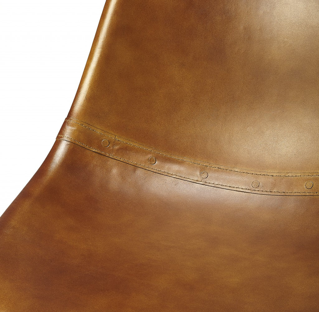Medium Brown Leather Dining Chair By Homeroots