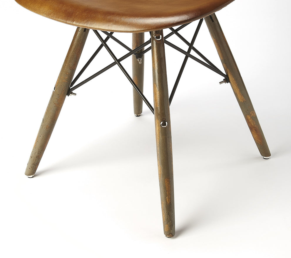 Medium Brown Leather Dining Chair By Homeroots | Dining Chairs | Modishstore - 3