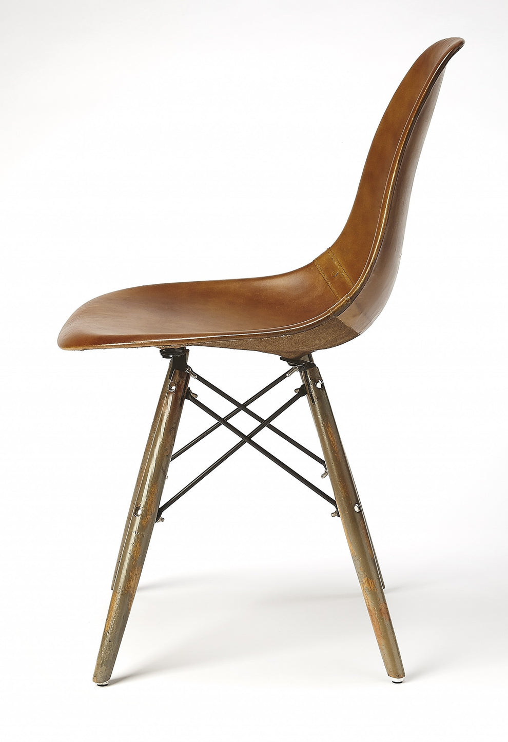Medium Brown Leather Dining Chair By Homeroots | Dining Chairs | Modishstore - 4