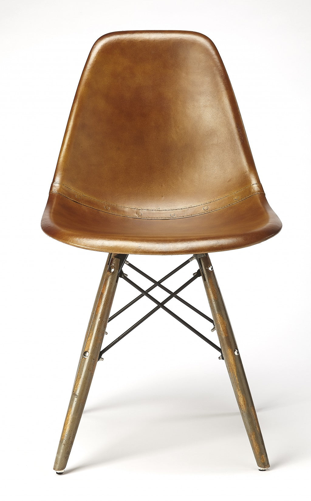 Medium Brown Leather Dining Chair By Homeroots