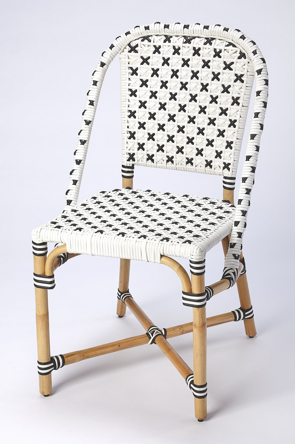 Indoor Outdoor Black and White Rattan Dining Chair By Homeroots | Dining Chairs | Modishstore