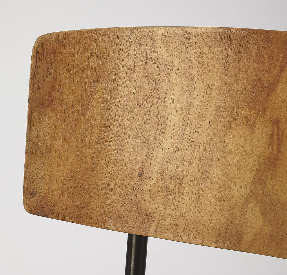 Metal and Wood Leather Dining Chair By Homeroots | Dining Chairs | Modishstore - 2