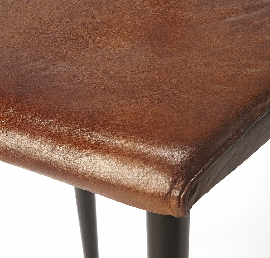 Metal and Wood Leather Dining Chair By Homeroots | Dining Chairs | Modishstore - 3