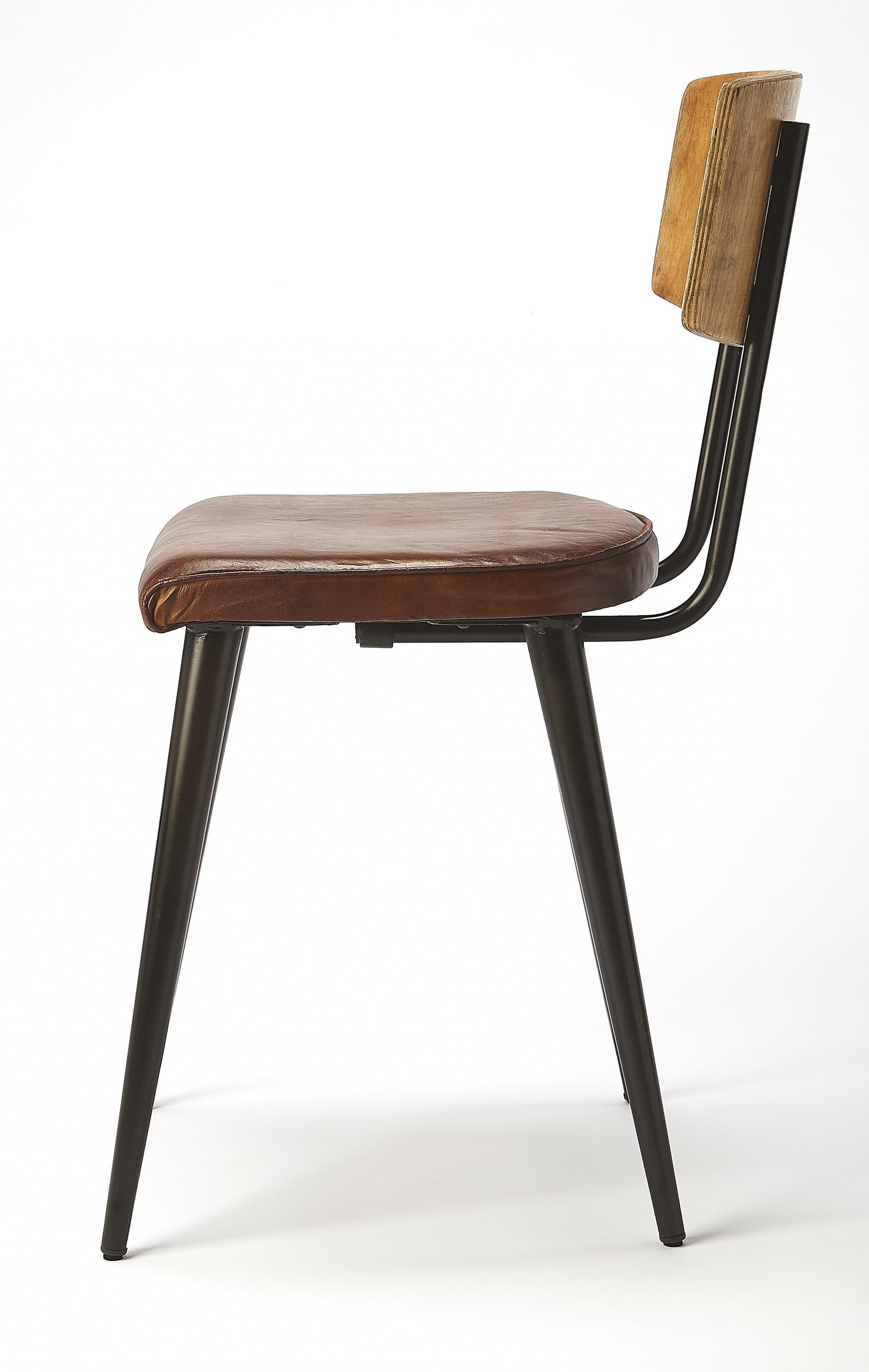 Metal and Wood Leather Dining Chair By Homeroots | Dining Chairs | Modishstore - 4