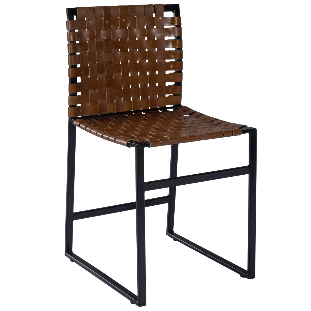 Brown Woven Leather Chair By Homeroots | Accent Chairs | Modishstore