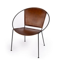 Modern Ring Shape Brown Leather Accent Chair By Homeroots