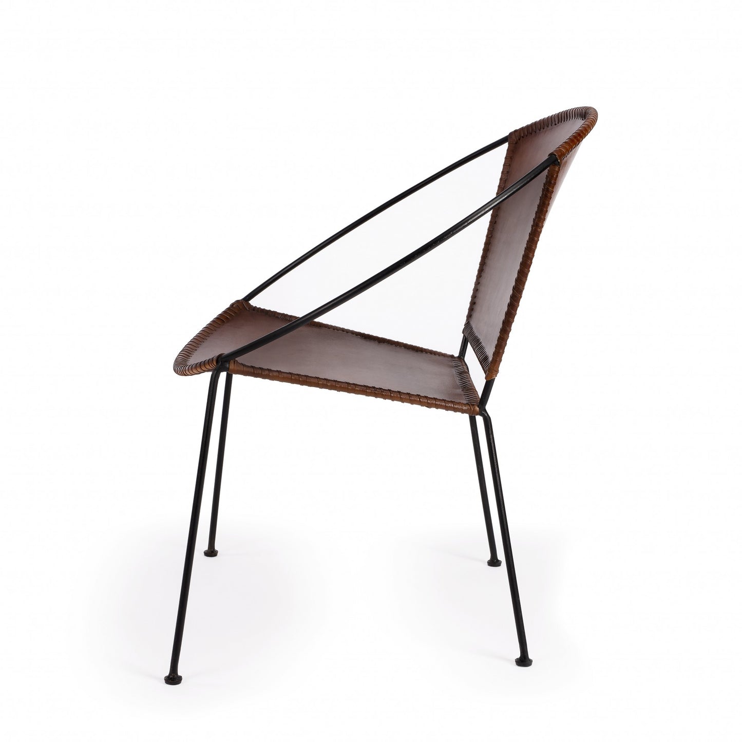 Modern Ring Shape Brown Leather Accent Chair By Homeroots | Accent Chairs | Modishstore - 3