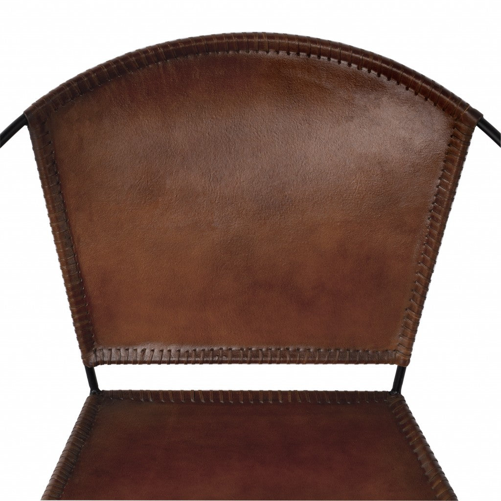 Modern Ring Shape Brown Leather Accent Chair By Homeroots | Accent Chairs | Modishstore - 5