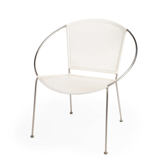 Modern Ring Shape White Leather Accent Chair By Homeroots