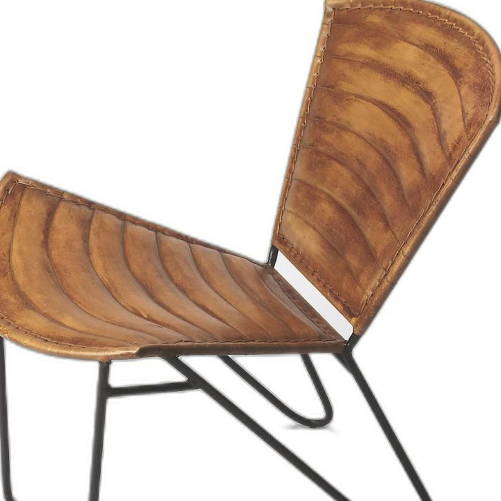 Modern Clamshell Leather Accent Chair By Homeroots | Accent Chairs | Modishstore - 3