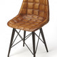 Stitched Squares Brown Leather Dining Chair By Homeroots | Dining Chairs | Modishstore
