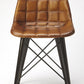 Stitched Squares Brown Leather Dining Chair By Homeroots | Dining Chairs | Modishstore - 5