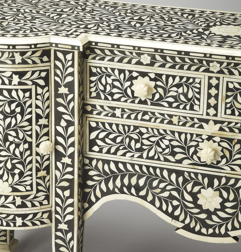 Victoria Black Bone Inlay Buffet By Homeroots | Sideboards | Modishstore - 3
