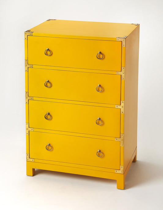 Ardennes Yellow Campaign Accent Chest By Homeroots