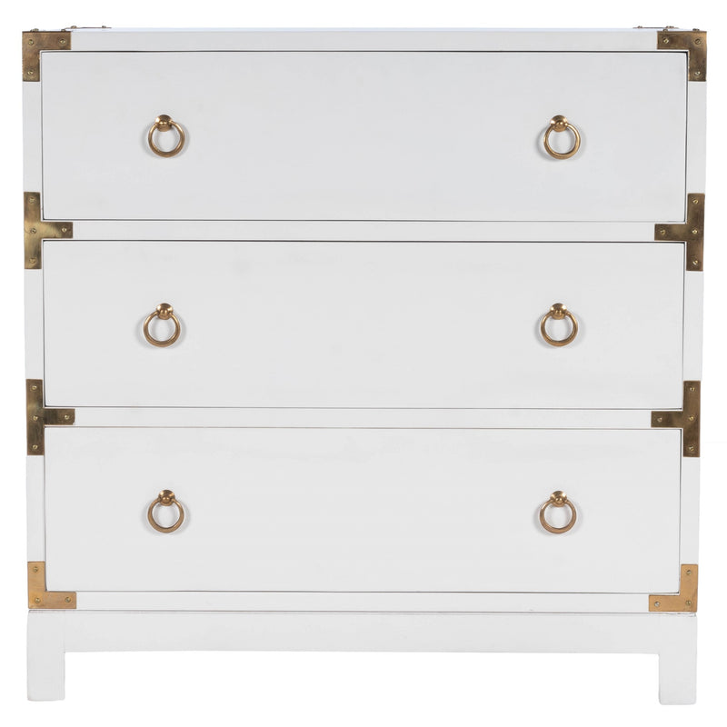 Forster Glossy White Campaign Chest By Homeroots | Drawers | Modishstore - 2