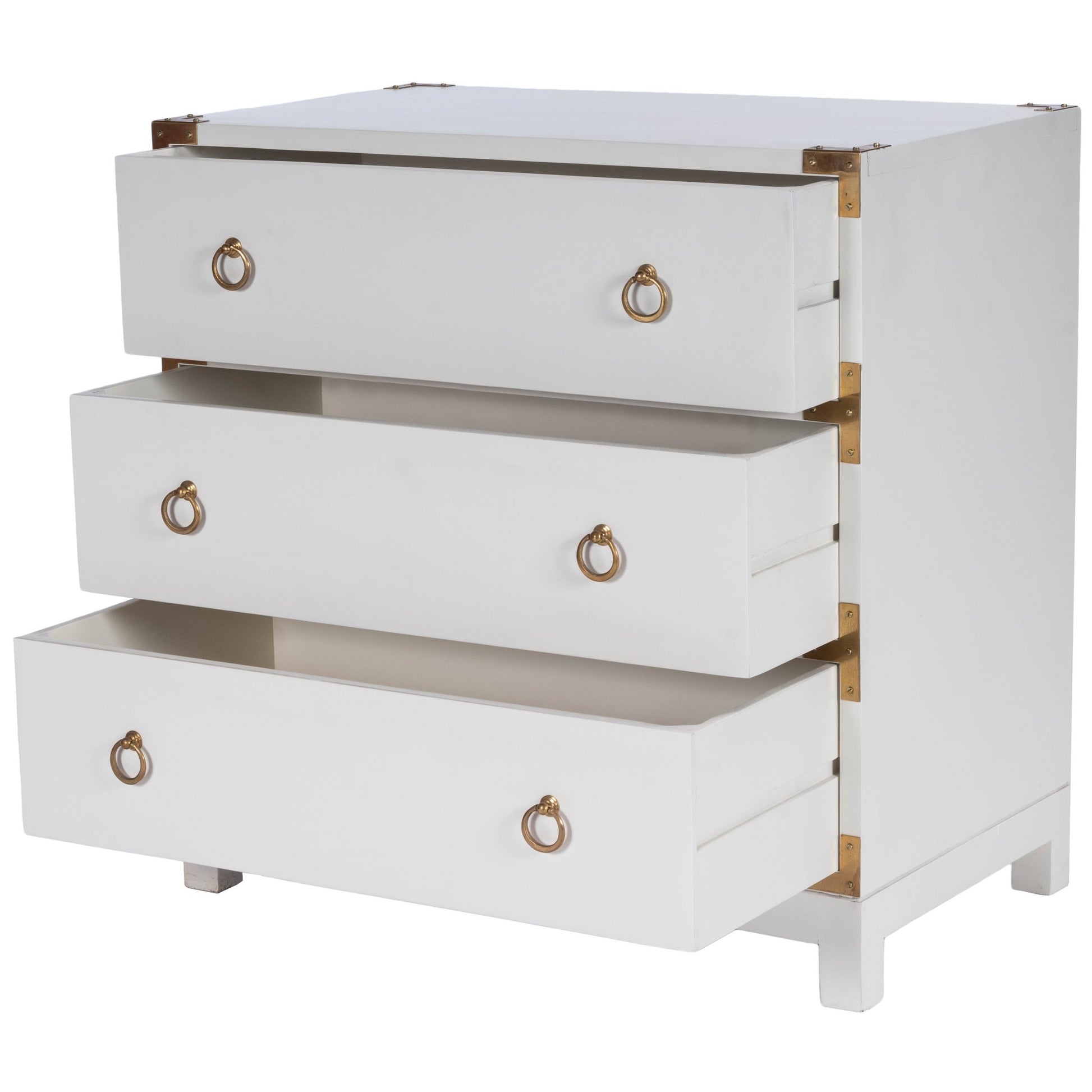 Forster Glossy White Campaign Chest By Homeroots | Drawers | Modishstore - 4