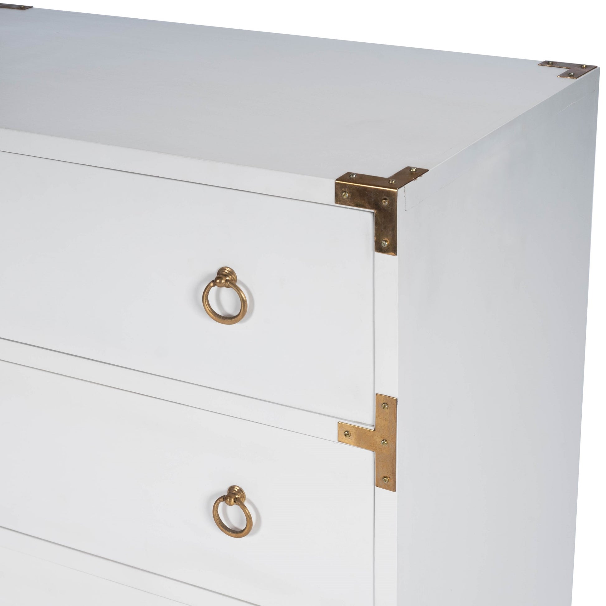 Forster Glossy White Campaign Chest By Homeroots | Drawers | Modishstore - 4