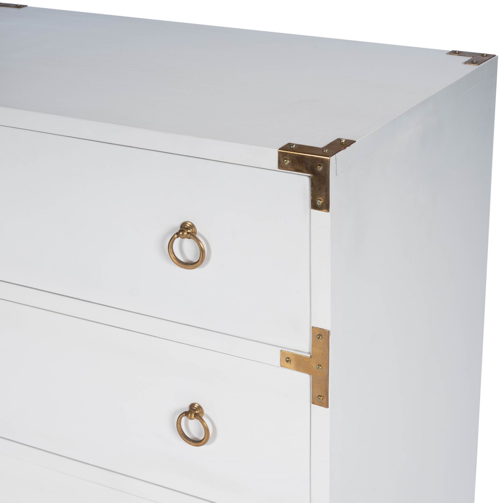 Forster Glossy White Campaign Chest By Homeroots | Drawers | Modishstore - 5