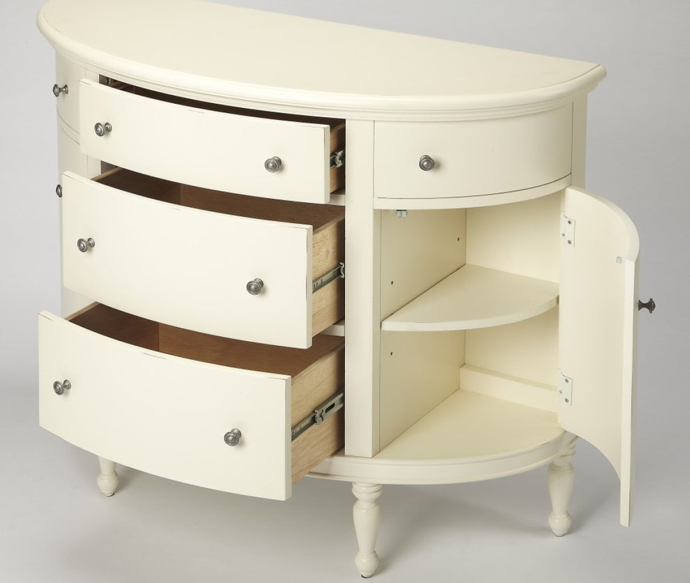 White Demilune Console Chest By Homeroots | Drawers | Modishstore - 2