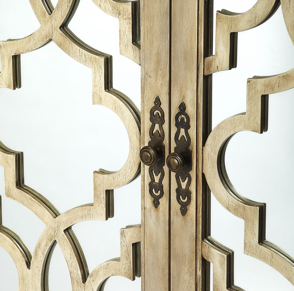 Morjanna Greige Mirrored Armoire By Homeroots | Cabinets | Modishstore - 3