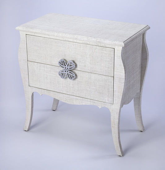 Felicia White Raffia Accent Chest By Homeroots | Drawers | Modishstore