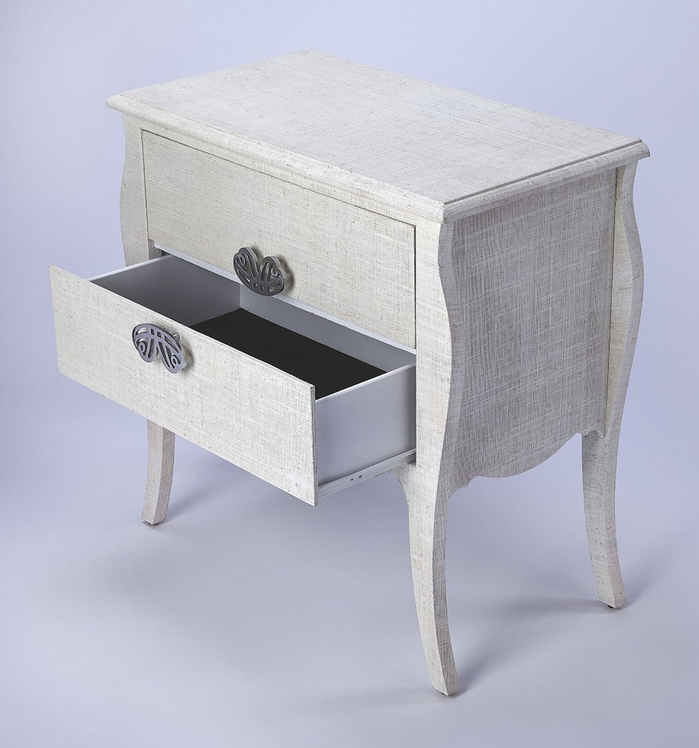 Felicia White Raffia Accent Chest By Homeroots | Drawers | Modishstore - 2