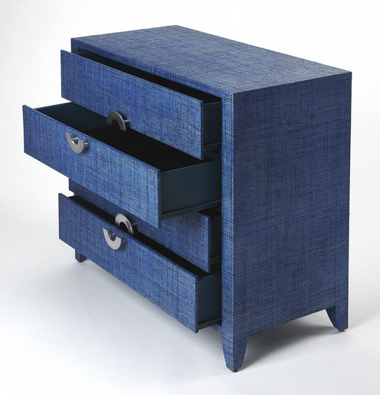 Amelle Blue Raffia Accent Chest By Homeroots | Cabinets | Modishstore