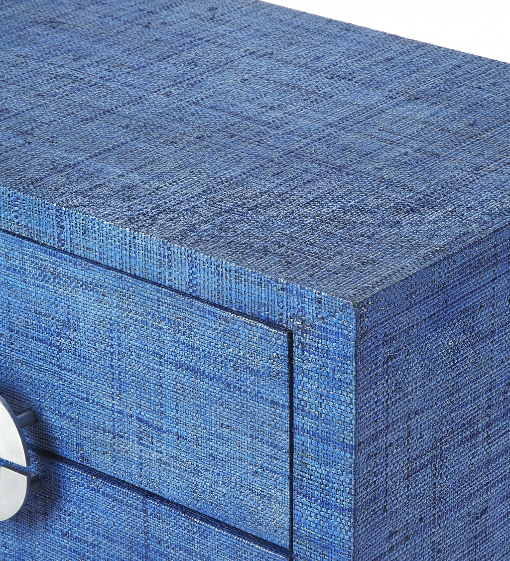 Amelle Blue Raffia Accent Chest By Homeroots | Cabinets | Modishstore - 3