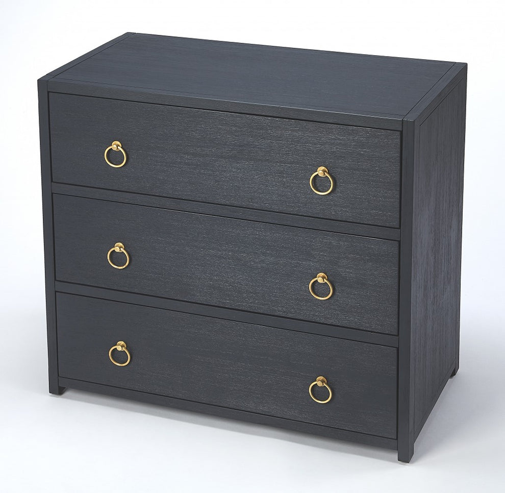 Lark Navy Blue 3 Drawer Chest By Homeroots | Drawers | Modishstore