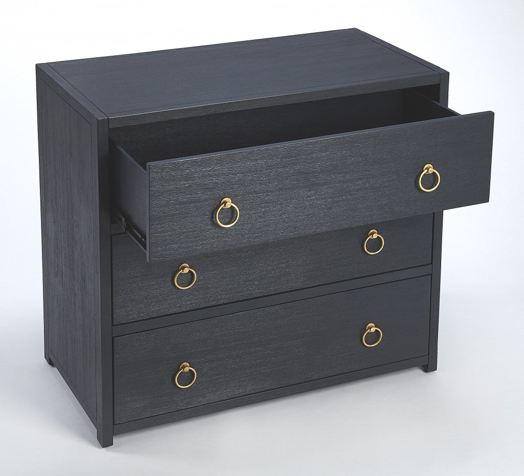 Lark Navy Blue 3 Drawer Chest By Homeroots | Drawers | Modishstore - 2
